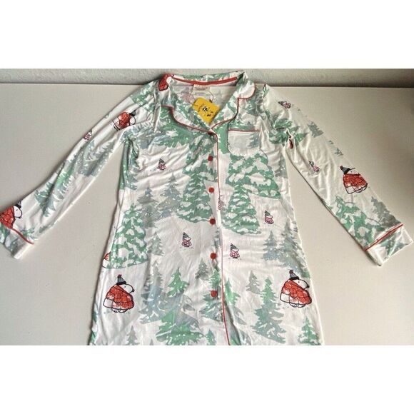 Munki Munki Peanuts Snoopy Woodstock Puffer Jacket Nightgown PJ Women’s Sz M NEW - Picture 2 of 16
